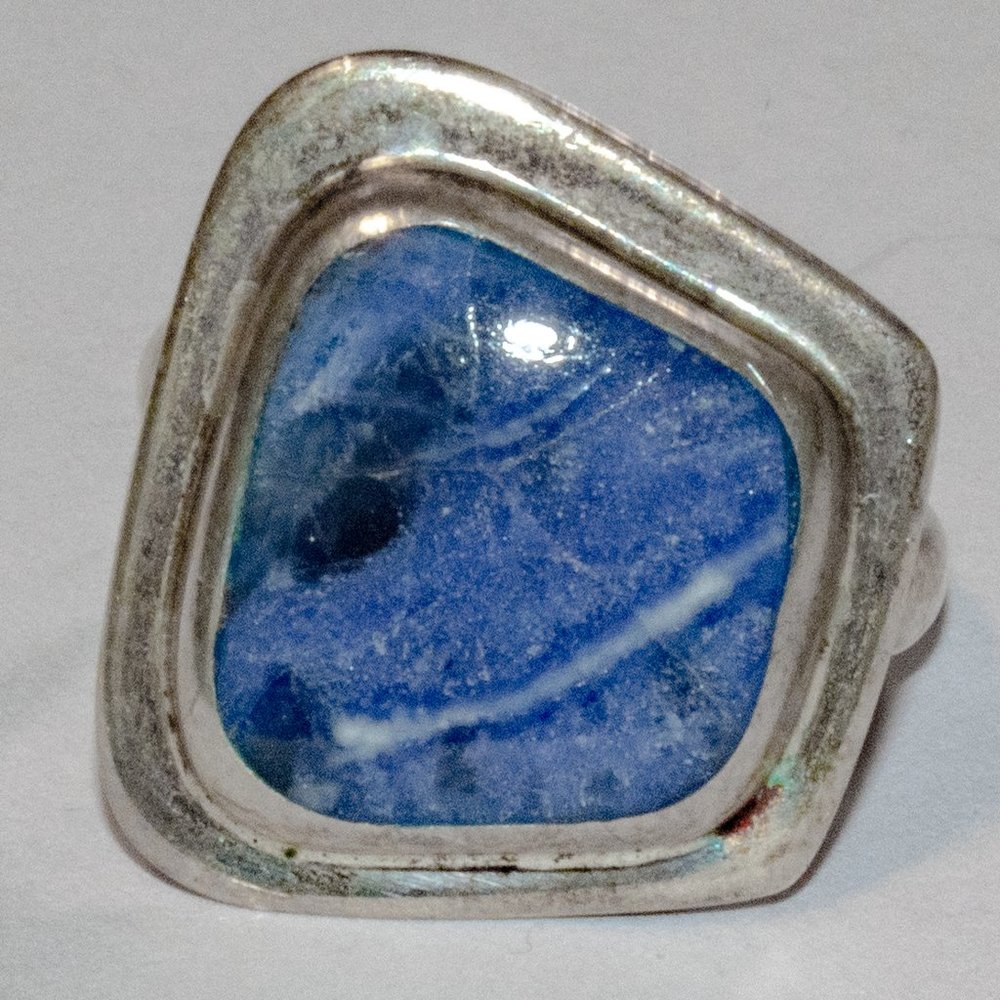 Modernist Sodalite Mexican Sterling Silver Produced by Athra Trading Inc. - Picture 9 of 12